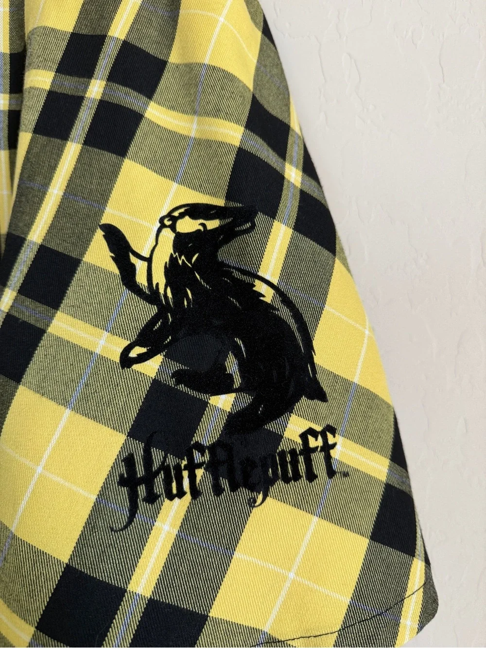 Harry Potter Hot Topic HP Yellow Black Plaid Circle Skater Skirt Hufflepuff XL